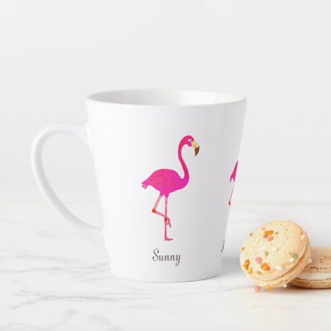 Tasse Latte Flamants mignons et calligraphie (En situation)