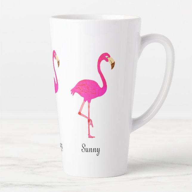 Tasse Latte Flamants mignons et calligraphie (Droite)