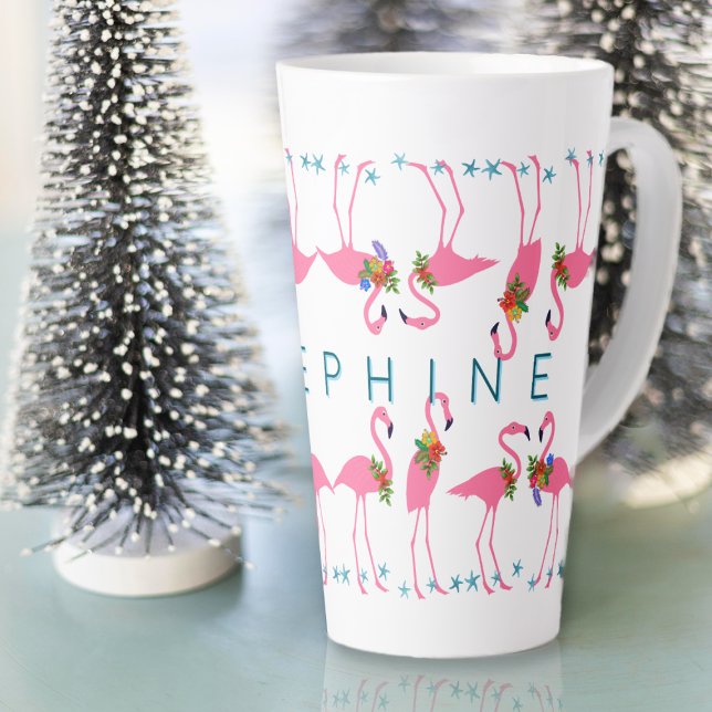 Tasse Latte Flamants roses de grande taille (Créateur téléchargé)