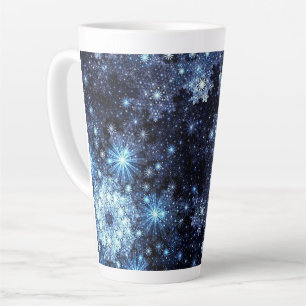 Tasse Latte Flammes de neige bleu hivernal