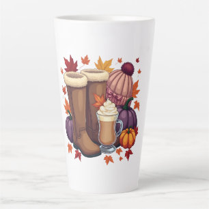 Tasse Latte Flannel Boots Citrouille Spice Latautomne automne