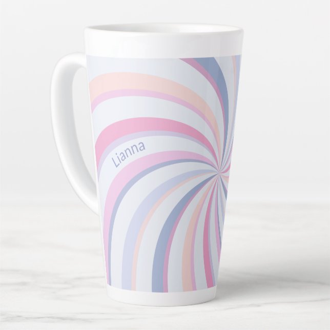 Tasse Latte Flèches bleu rose pêche (Angle gauche)