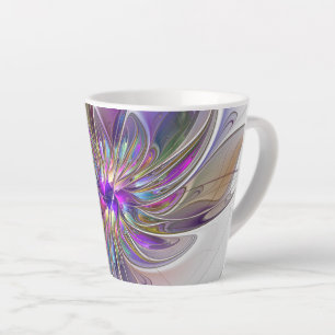 Tasse Latte Fleur d'art Abstrait, énergique et coloré