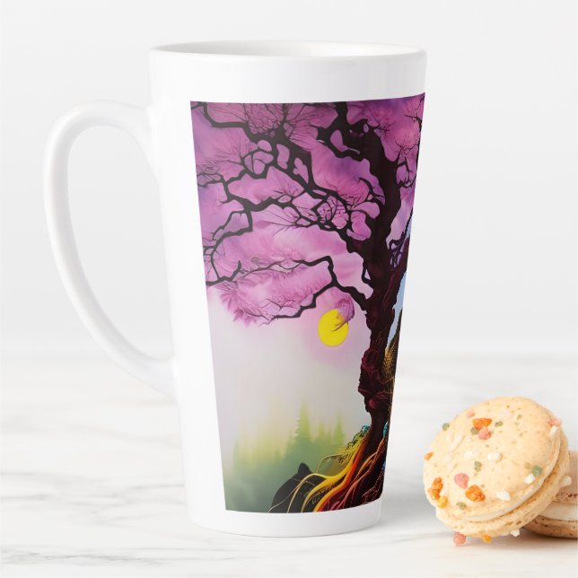 Tasse Latte Fleur de cerisiers Arbre de vie (En situation)