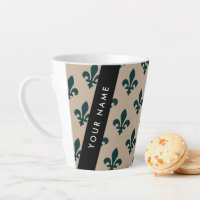 Fleur de Lis, Vert sur Beige, Royal, Votre Nom