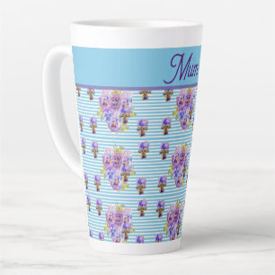 Tasse Latte Fleur de Pansy Aqua Frappe Fleur de Fleurs Fleurs 