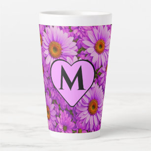 Tasse Latte Fleur de soleil à fleurs de magenta violet marguer