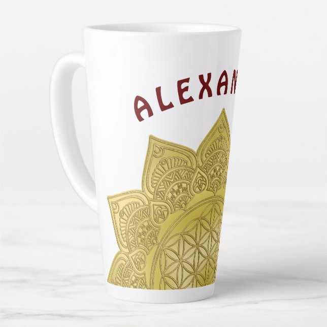 Tasse Latte Fleur De Vie - Indien Mandala 4 (Angle gauche)