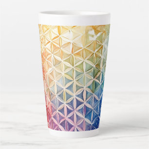 Tasse Latte Fleur de vie - Peinture aquarelle