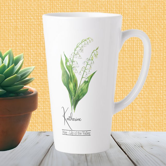 Tasse Latte Fleur du mois de naissance mai Lys de la vallée (Créateur téléchargé)