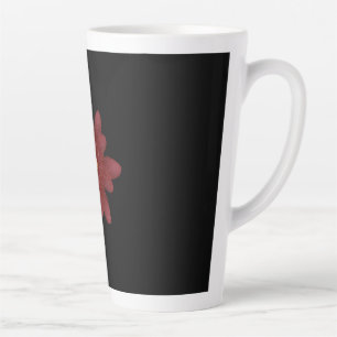 Tasse Latte Fleur élégante de velours rouge sur fond noir   Fl