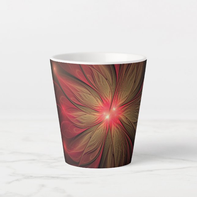 Tasse Latte Fleur fractale de fansy rouge (Devant)