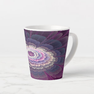 Tasse Latte Fleur frappante abstraite fractale couleur rose