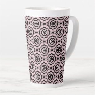 Tasse Latte Fleur noire rose Motif sans couture