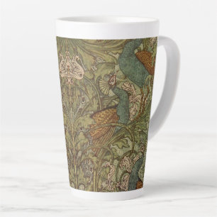 Tasse Latte Fleur paon Art nouveau jacquard bleu vert