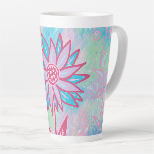 Tasse Latte Fleur Pastel à main mignonne