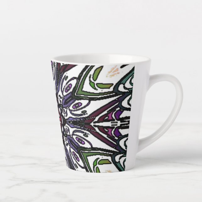 Tasse Latte fleur psychédélique (Droite)