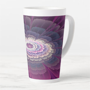 Tasse Latte Fleur rayante Coloré Abstrait Fractal Art rose