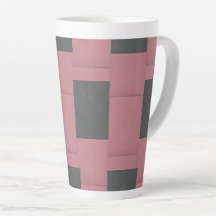 Tasse Latte Fleur rose Checker Abstrait  