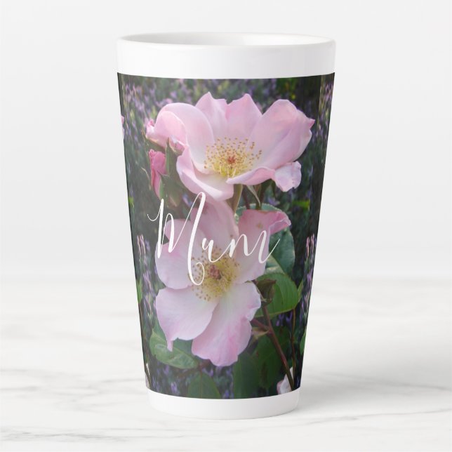 Tasse Latte Fleur Rose rose Fleur florale Photo Fête des mères (Devant)