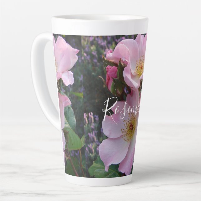 Tasse Latte Fleur Rose rose florale Photo Blush rose (Angle gauche)