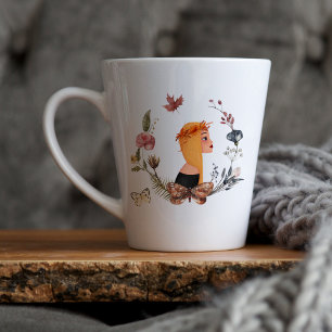 Tasse Latte Fleur sauvage gitane d'automne   Illustration aqua