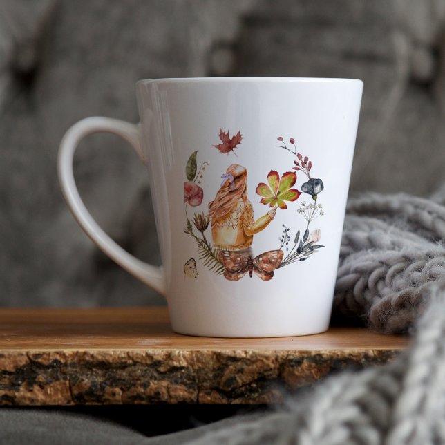 Tasse Latte Fleur sauvage tzigane d'automne | Illustration aqu (Créateur téléchargé)