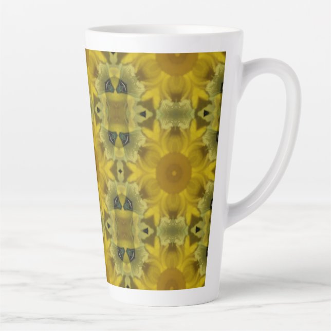 Tasse Latte Fleur soleil éclate dorée (Droite)