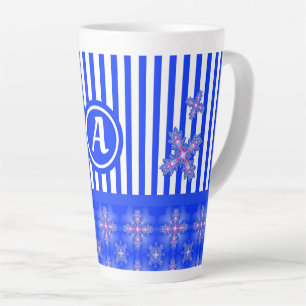 Tasse Latte Fleurs Artdeco en style rétro avec monogramme