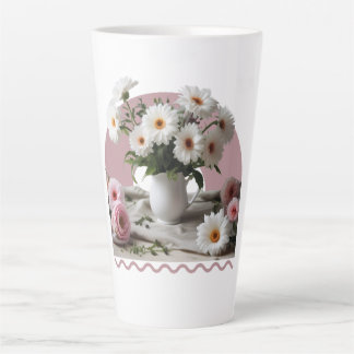 Tasse Latte Fleurs blanches et roses