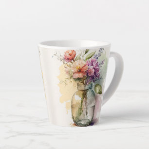 Tasse Latte Fleurs blanches violettes rose multicolore #9