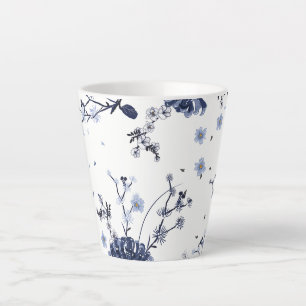 Tasse Latte Fleurs bleues