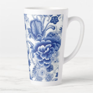 Tasse Latte Fleurs bleues Indigo