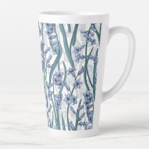 Tasse Latte Fleurs Blue Hyacinth sur blanc