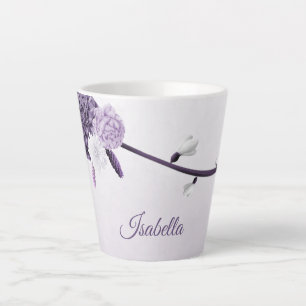Tasse Latte fleurs botaniques violettes romantiques