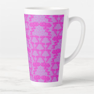 Tasse Latte Fleurs Bulbeuses Et Branches Roses
