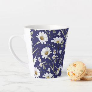 Tasse Latte Fleurs d'aquarelle blanche