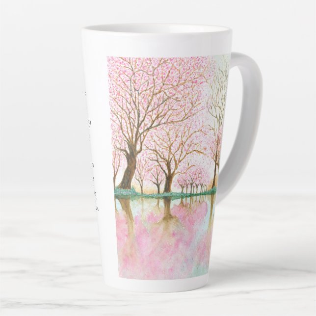 Tasse Latte Fleurs de cerisiers d'amour - Fête des mères (Angle droit)