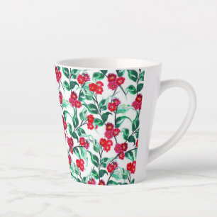 Tasse Latte Fleurs de couleur rouge floral - Motif-56698