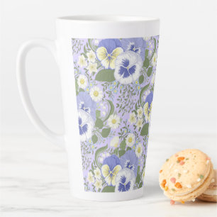 Tasse Latte Fleurs de jardin printanier sur lavande
