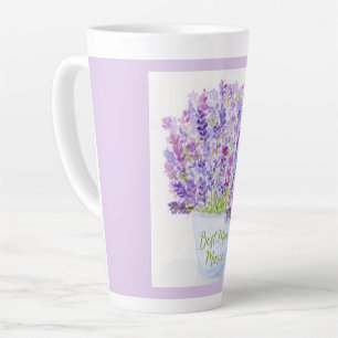 Tasse Latte Fleurs de lavande aquarelle peintes à la main pour