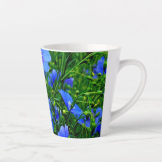Tasse Latte Fleurs de lin bleu lin
