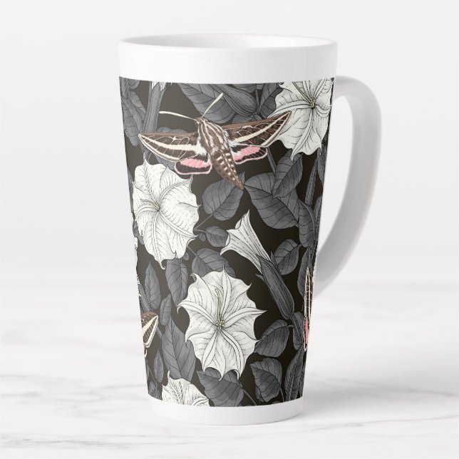 Tasse Latte Fleurs de lune et sphinx Moths 2 (Angle droit)