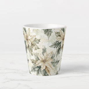 Tasse Latte Fleurs de Poinsettia crème