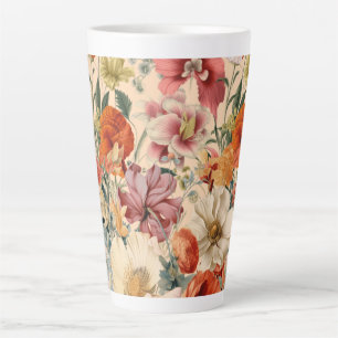 Tasse Latte Fleurs de printemps en fleur avec papillons