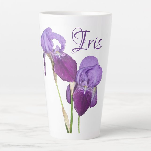 Tasse Latte Fleurs de printemps violettes personnalisables Iri (Devant)