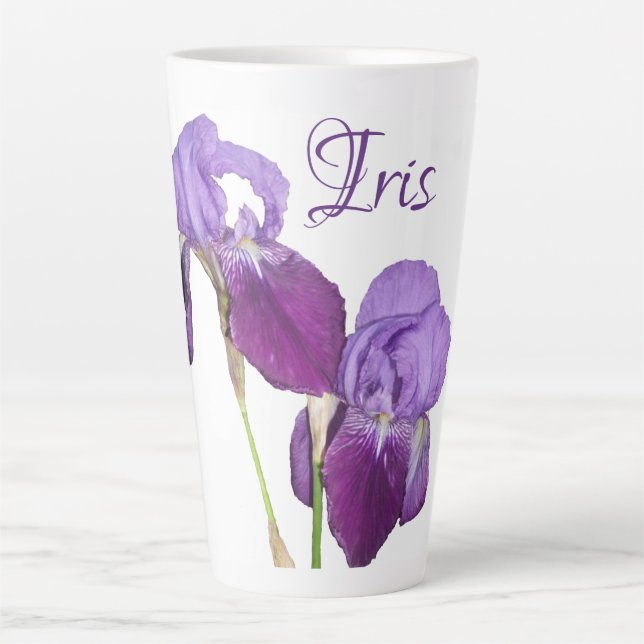 Tasse Latte Fleurs de printemps violettes personnalisables Iri (Devant)