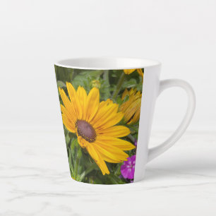 Tasse Latte Fleurs de Rudbeckia jaune Pink Phlox et abeille