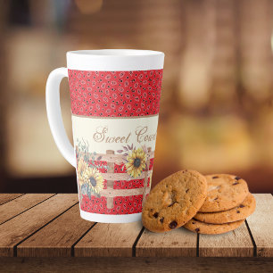 Tasse Latte Fleurs de soleil de pays sur Bandana Imprimer pers