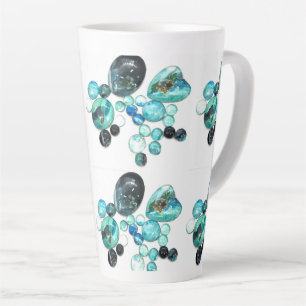 Tasse Latte Fleurs de verre de mer et bling